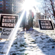 People demonstrate in support of the family of Daunte Wright outside the Hennepin County Government Center on December 20, 2021, in Minneapolis, Minnesota.